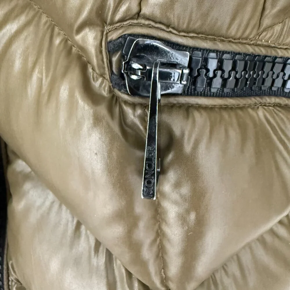 Moncler Fulmarus Shiny Green Down Puffer Coat Real Fur Hood Size 1 - Picture 9 of 14